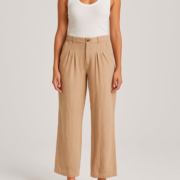 Urban Outfitters Womens Pleated Linen Blend Pants Size 12 Beige - Picture 12 of 12